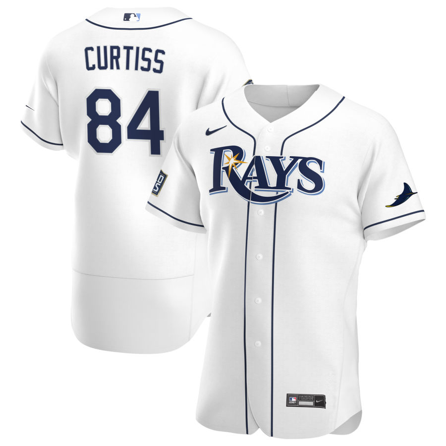 Tampa Bay Rays #84 John Curtiss Men Nike White Home 2020 World Series Bound Authentic Player MLB Jersey